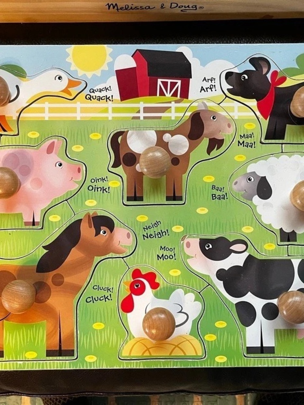 Melissa & Doug Farm Animal Sound Puzzle Wooden Peg Puzzle